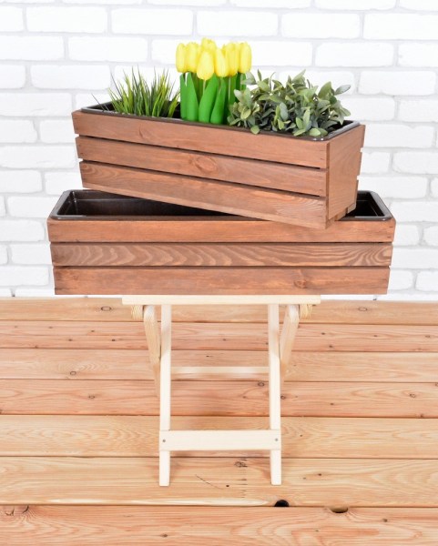 Truhlík MODERN 51 cm - s plastovým květináčem, hnědá