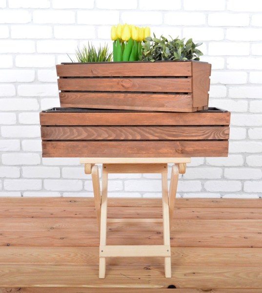 Truhlík MODERN 51 cm - s plastovým květináčem, hnědá