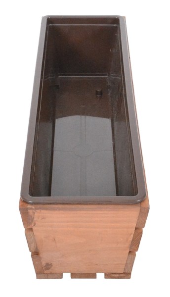 Truhlík MODERN 61 cm - s plastovým květináčem, hnědá