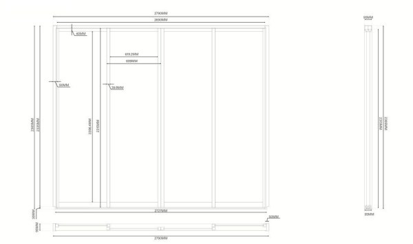 posuvná ZÁSTĚNA 3 m pro bioklimatickou pergolu - šedočerná