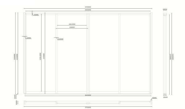 posuvná ZÁSTĚNA 4 m pro bioklimatickou pergolu - šedočerná
