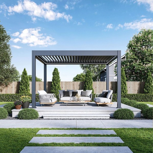 Luxusní ELEKTRICKÁ bioklimatická pergola PRESTIGE 4x4 m, hliník - volně stojící