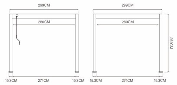 Bioklimatická pergola ECO 3x3 m, ocel - volně stojící