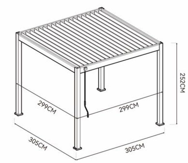 Bioklimatická pergola ECO 3x3 m, ocel - volně stojící