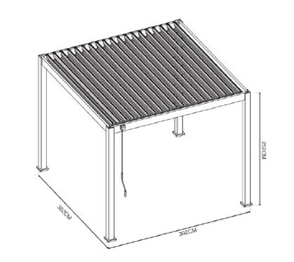 Bioklimatická pergola ECO 3x3 m, ocel - volně stojící