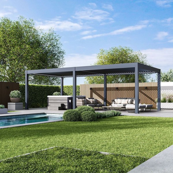 Luxusní ELEKTRICKÁ bioklimatická pergola PRESTIGE 8x4 m, hliník - volně stojící