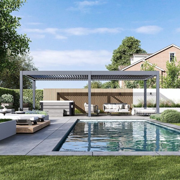 Luxusní ELEKTRICKÁ bioklimatická pergola PRESTIGE 8x4 m, hliník - volně stojící