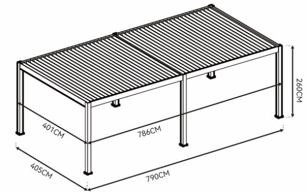 Luxusní ELEKTRICKÁ bioklimatická pergola PRESTIGE 8x4 m, hliník - volně stojící