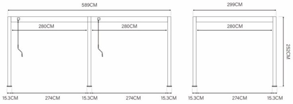 Bioklimatická pergola ECO 6x3 m, ocel - volně stojící